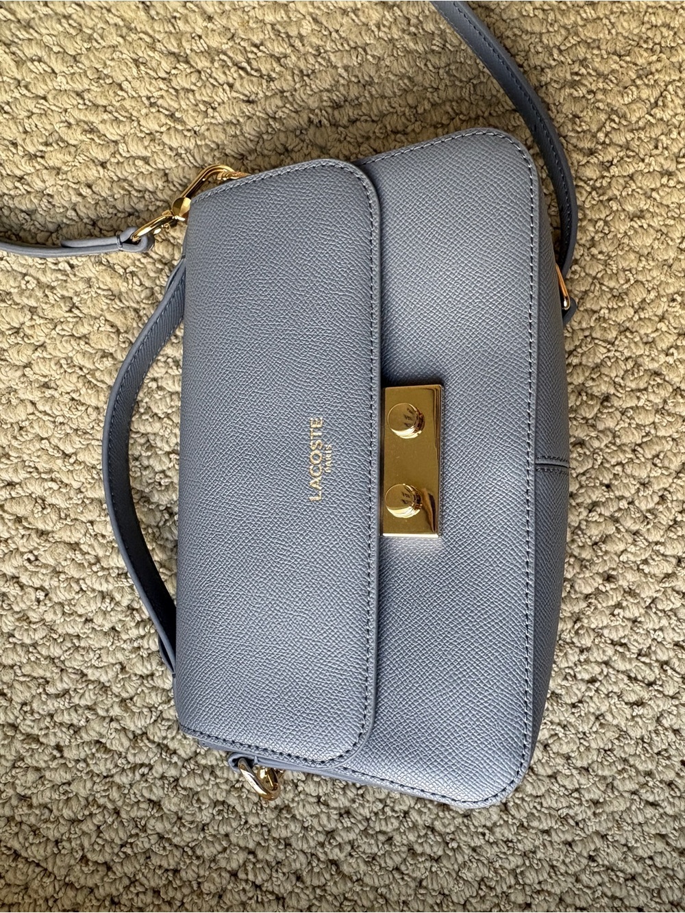 Lacoste Champs รlysรฉe Grey Crossbody Bag with Gold Hardware